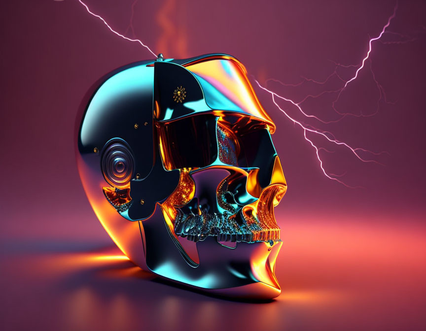 geometric skull with lightning