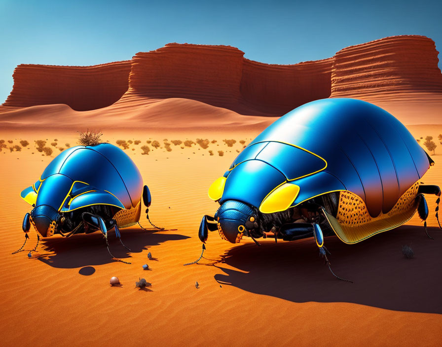 Large beetles in the desert