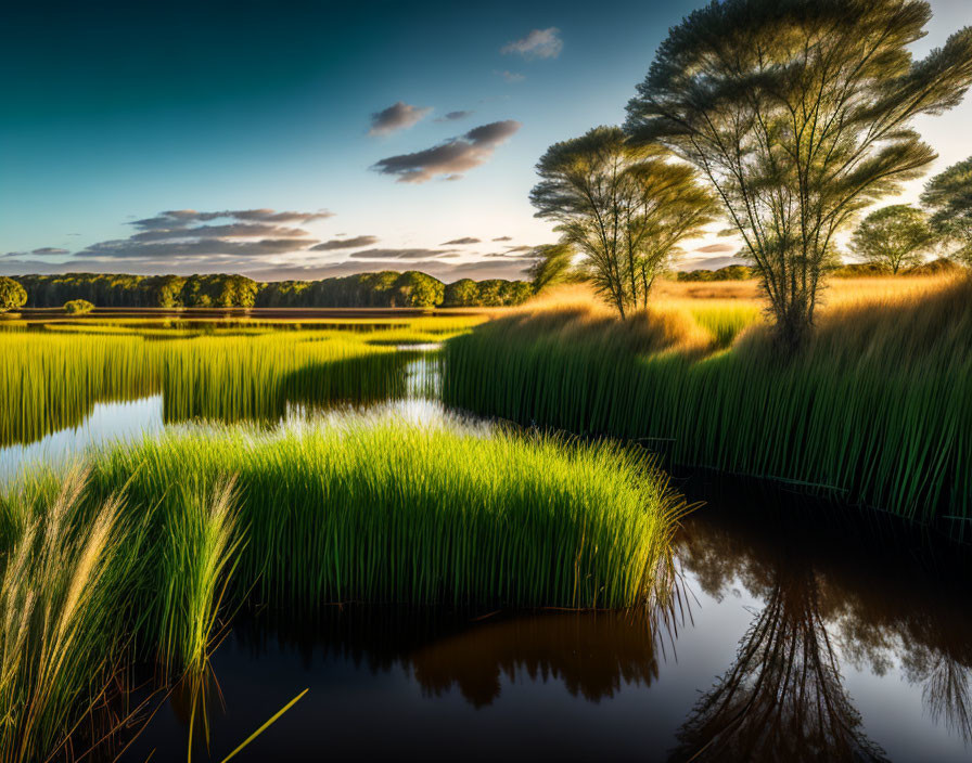 Floodplain, green sedge and reeds