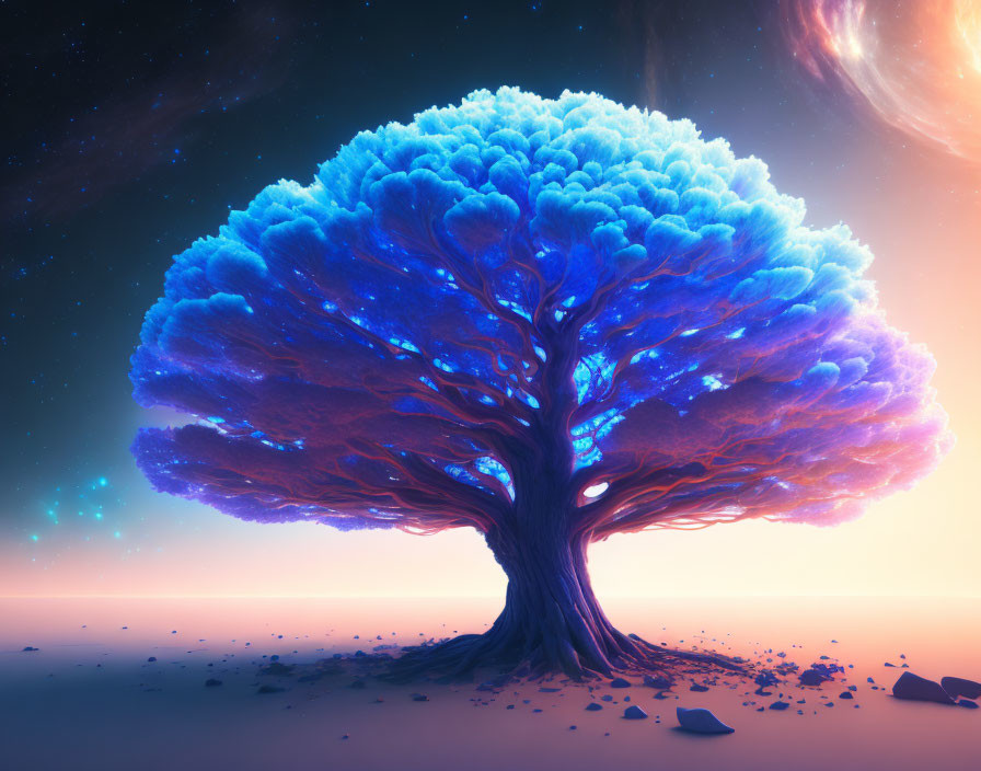 blue life tree nebula surrounded by the emptiness 