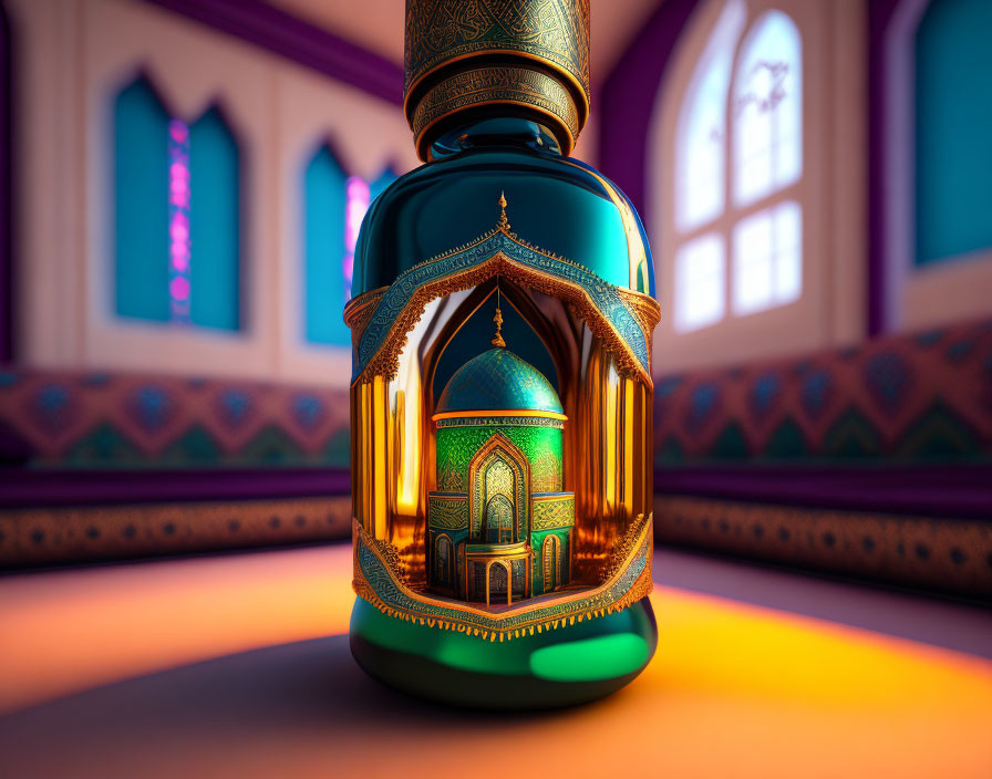  A small mosque inside of a bottle