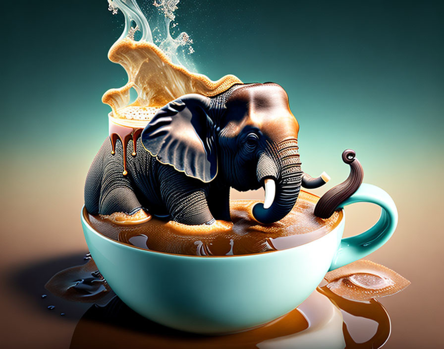 elephant in a cup of coffee!