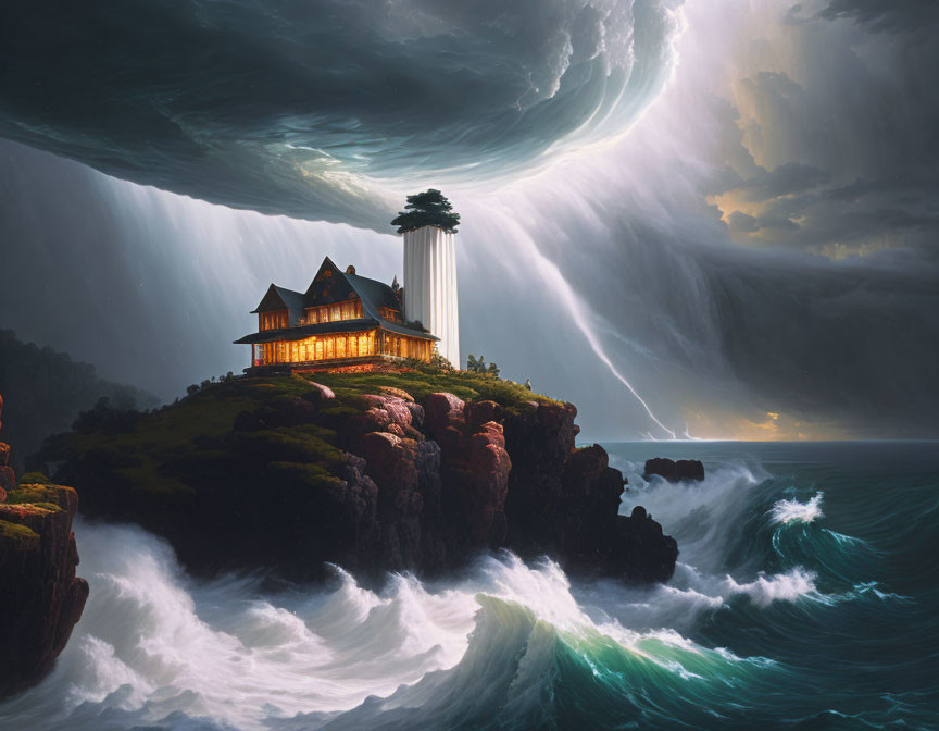 Storm by the lighthouse