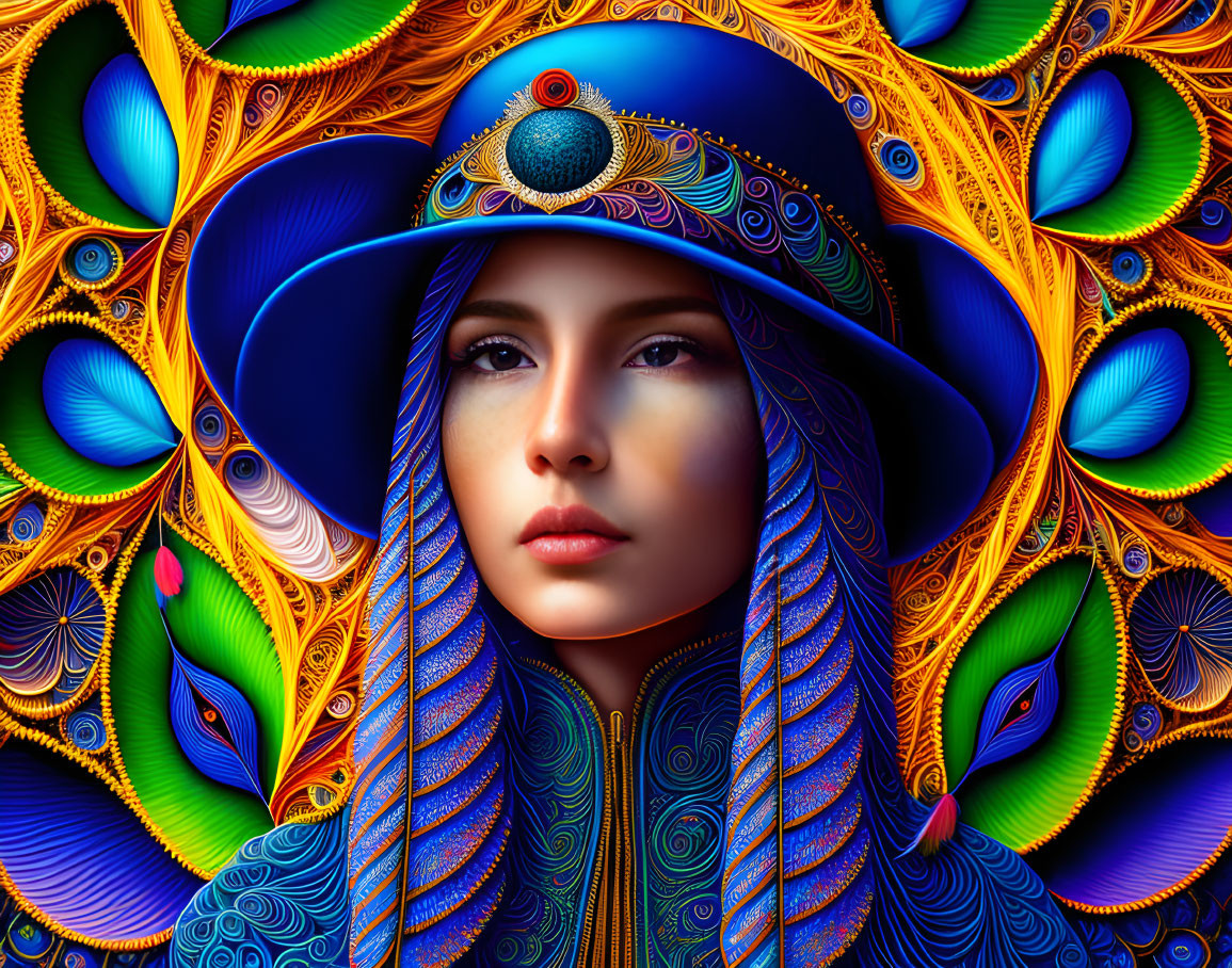 girl in a blue hat