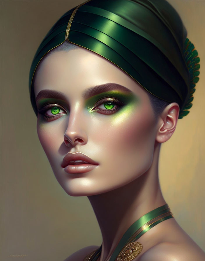 Lady with green 