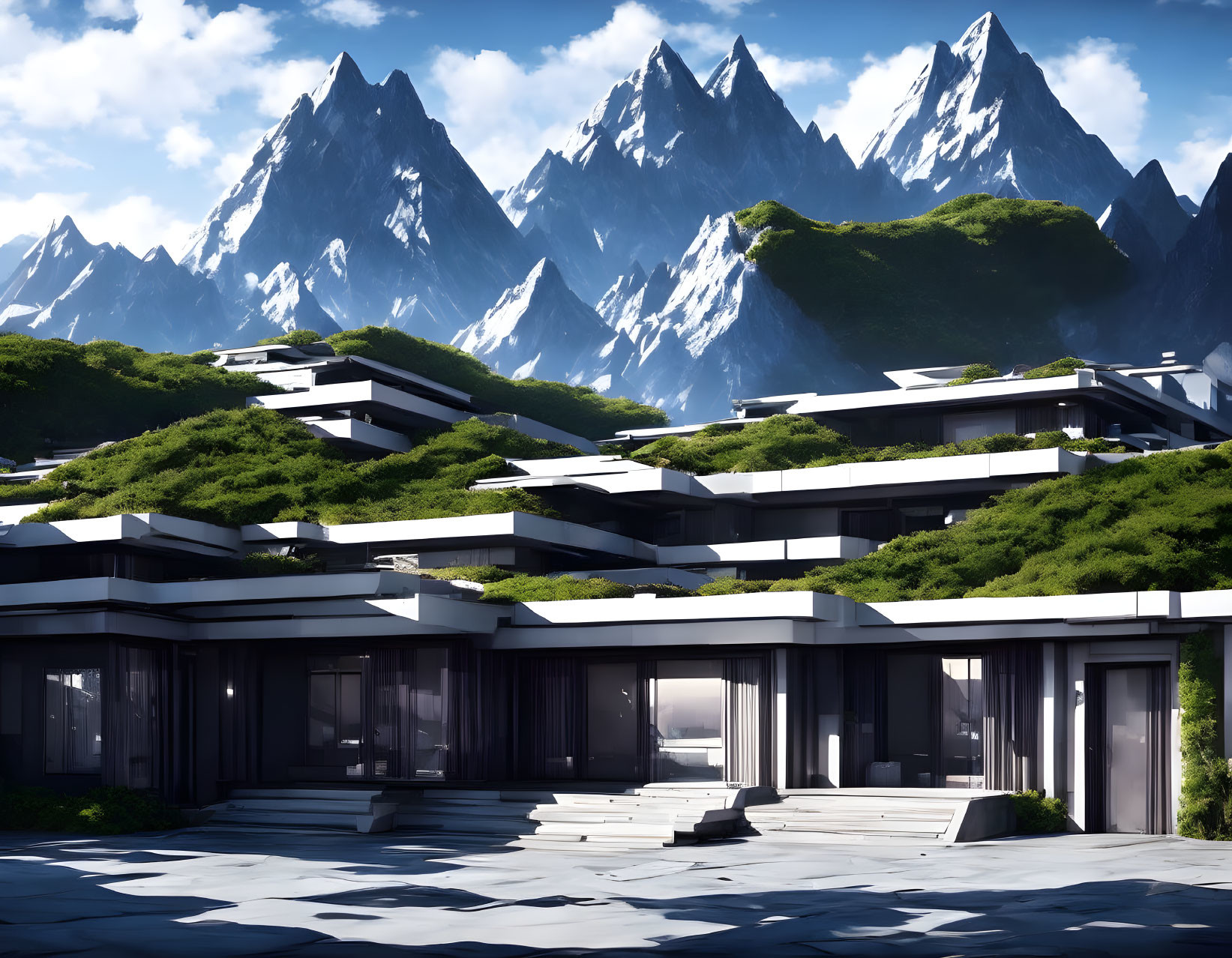 Anime house in landscape