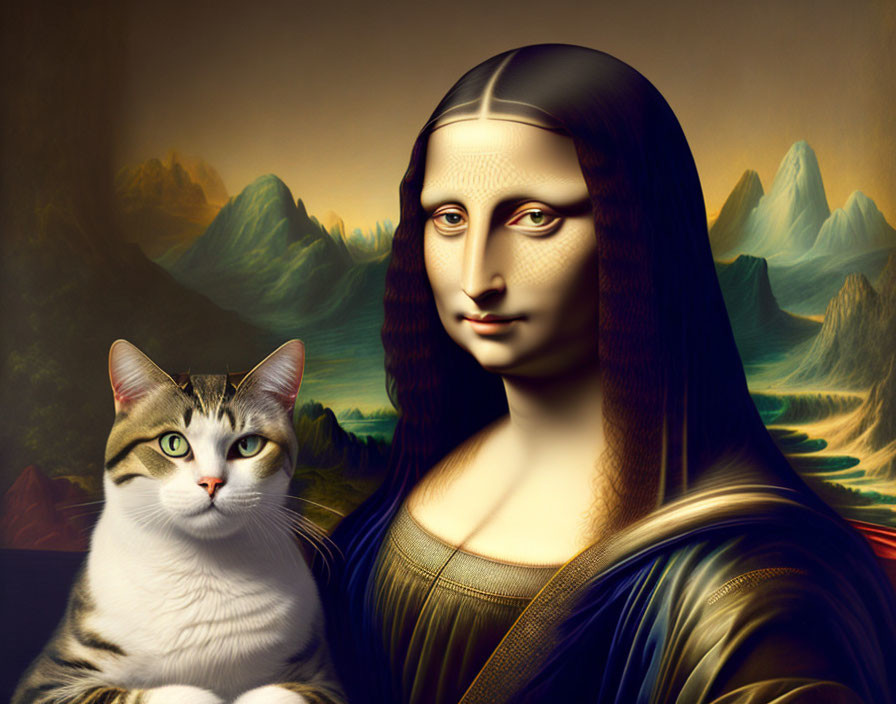 mona lisa and her cat!!!!!!!!!!!!!!