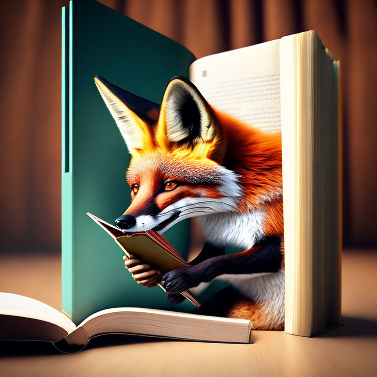 fox eating books