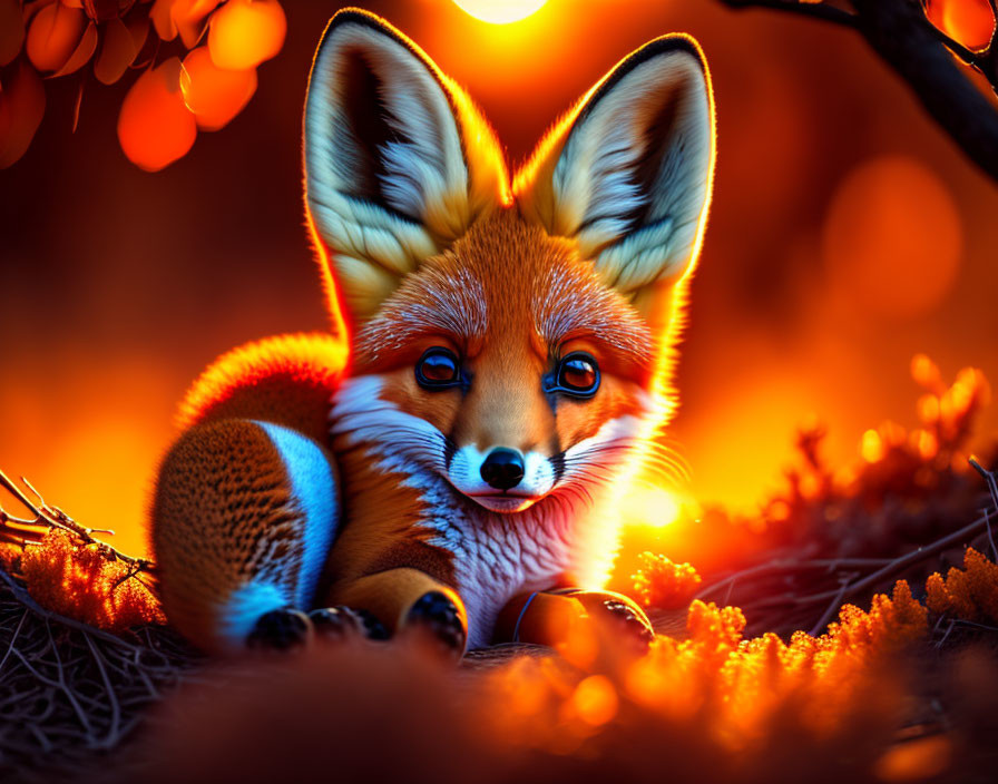  A beautiful cute baby fox