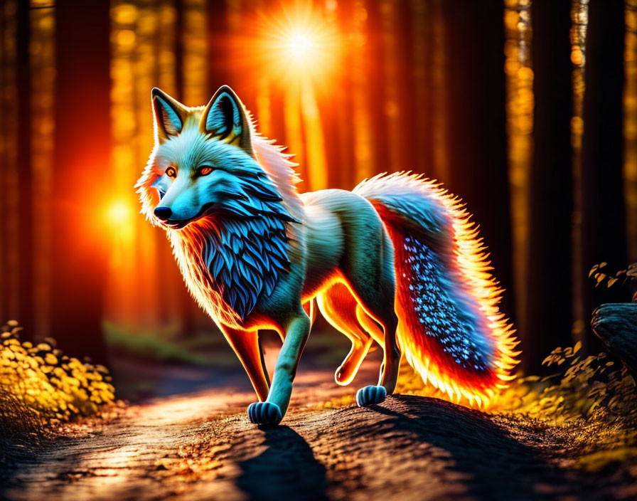 a majestic fox running through the woods