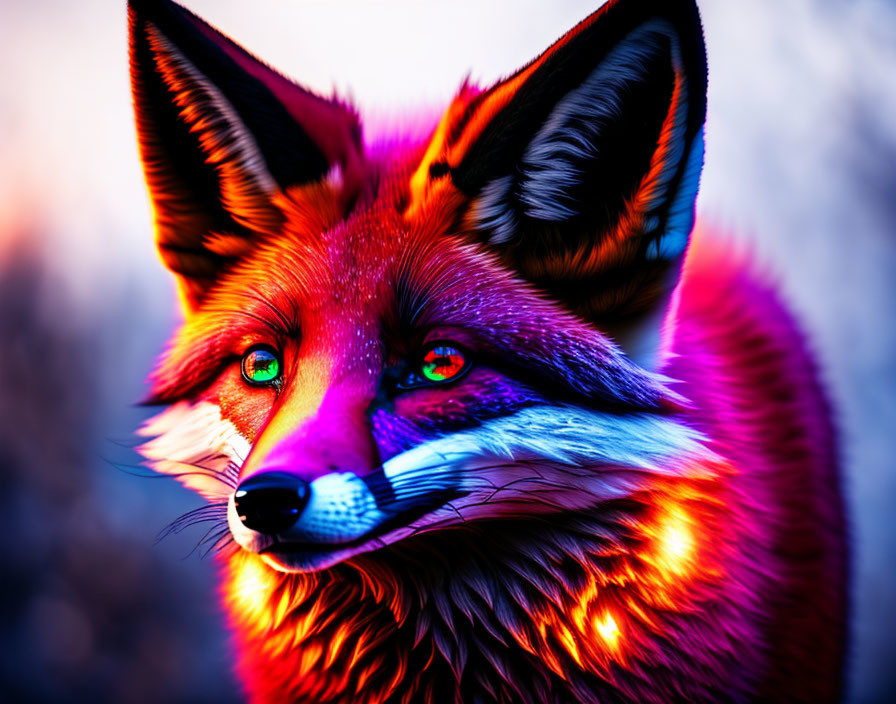 Demon fox with red glowing eyes