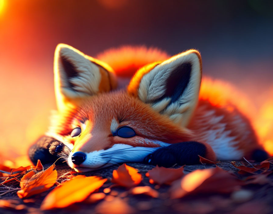 Cute fox sleeping