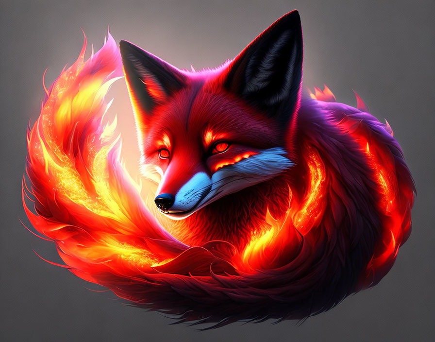  Fox with 9 tails and glowing red eyes 