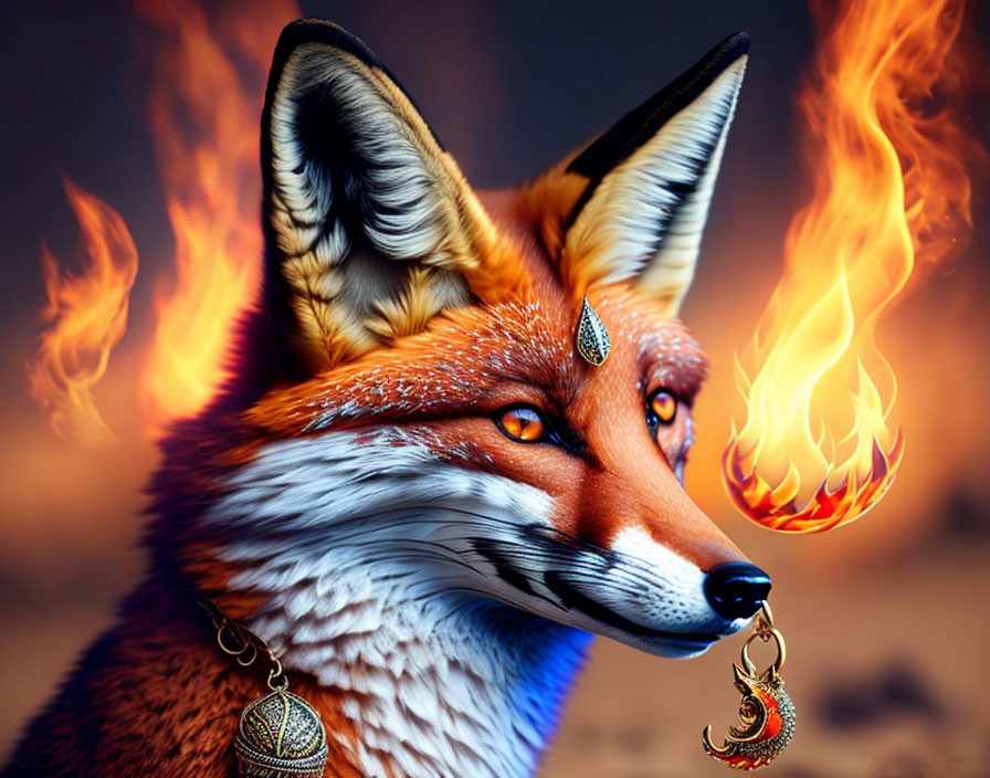 A fox with fire jewelry