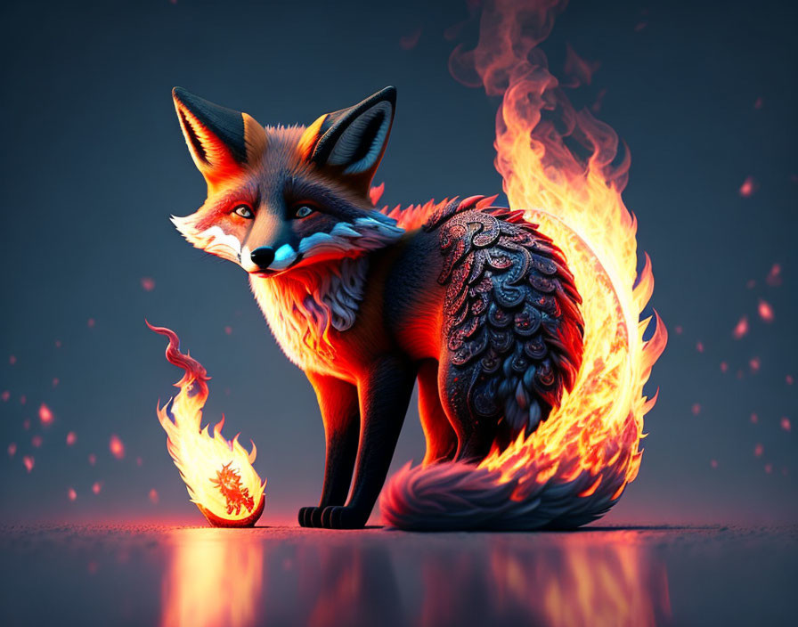   Fox god with 9 tails and the tails are on fire