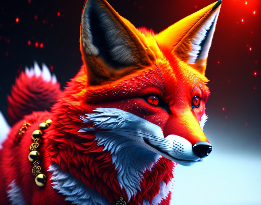  a red demon fox with red glowing eyes 