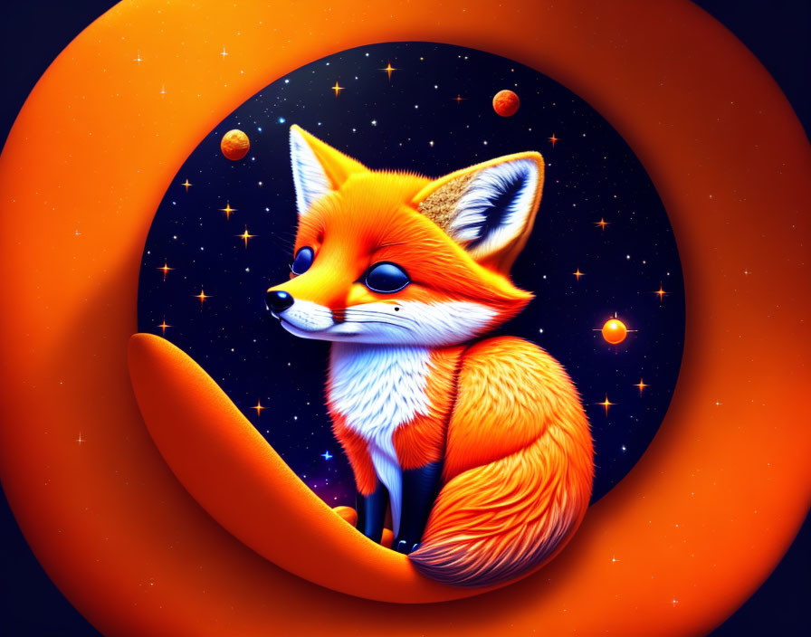 Cute fox in space