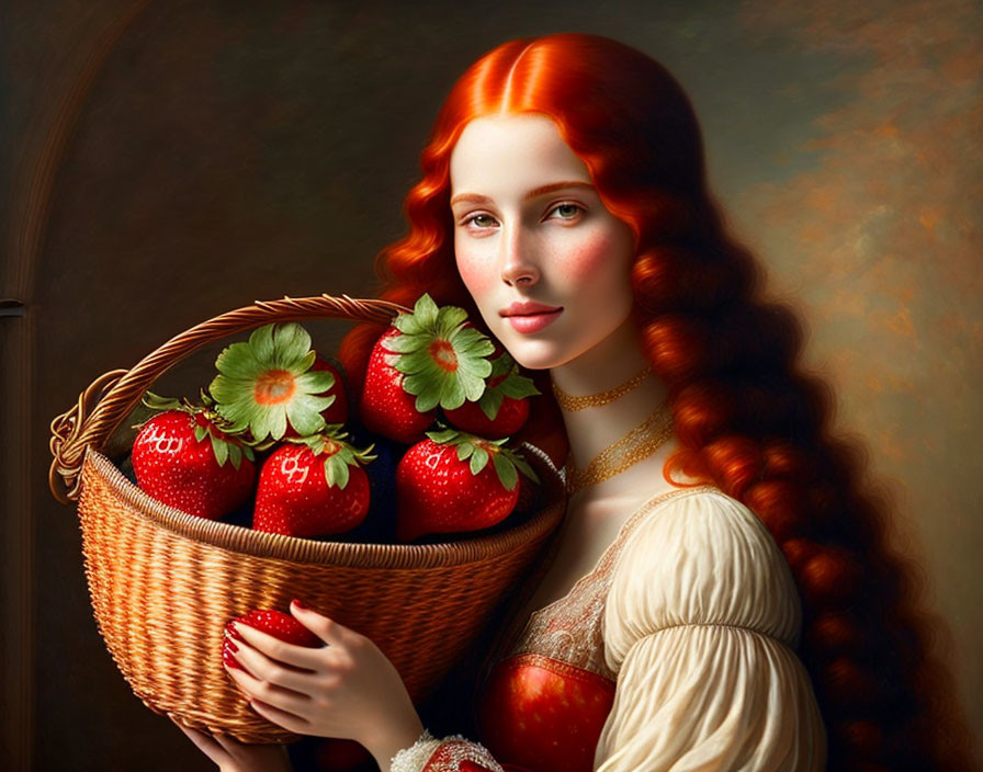 Gorgeous young lady holding Strawberries
