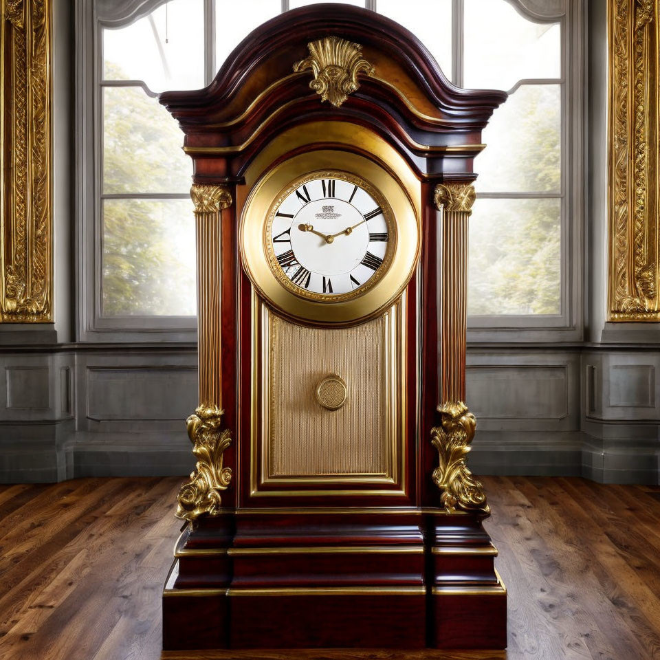 An old Gold Grandfather clock 