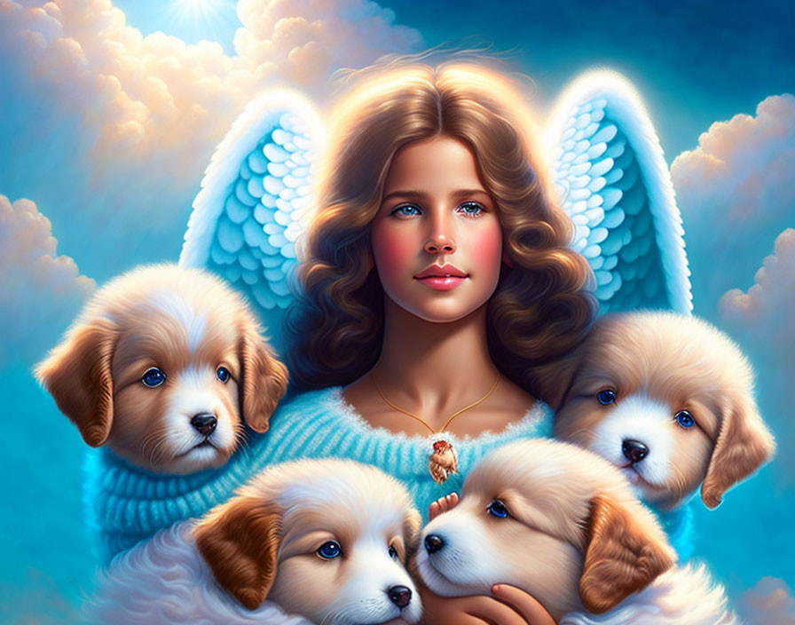 angel with puppies