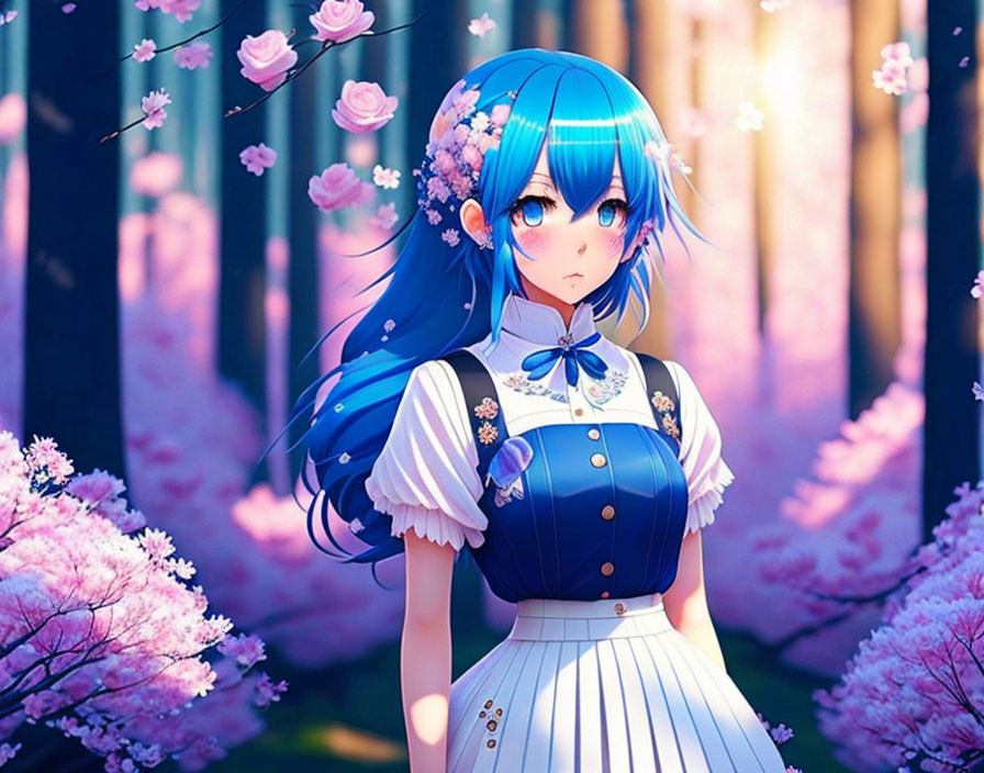 Anime girl in a forest