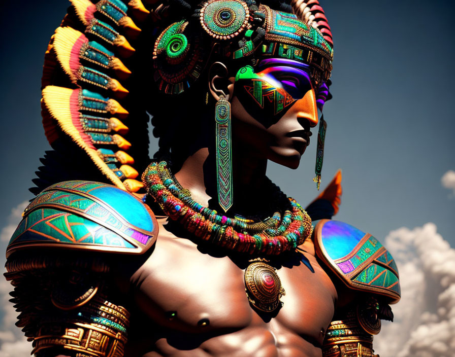 cyberpunk Aztec god