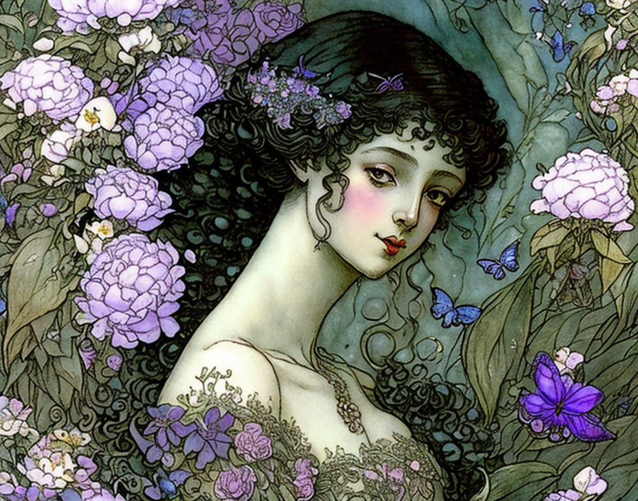 Young woman in the flowers