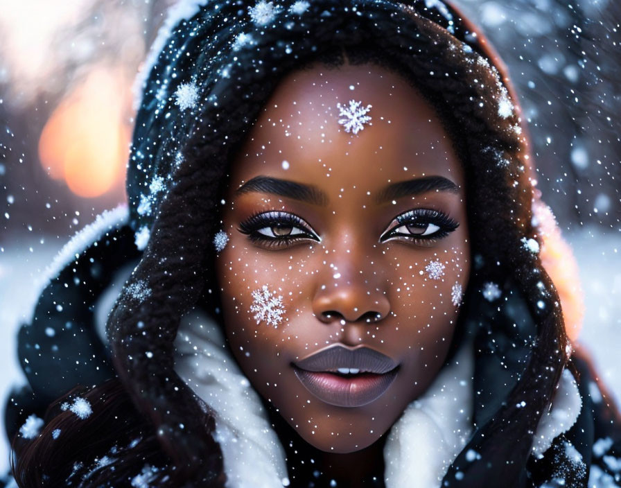 black girl on white snow