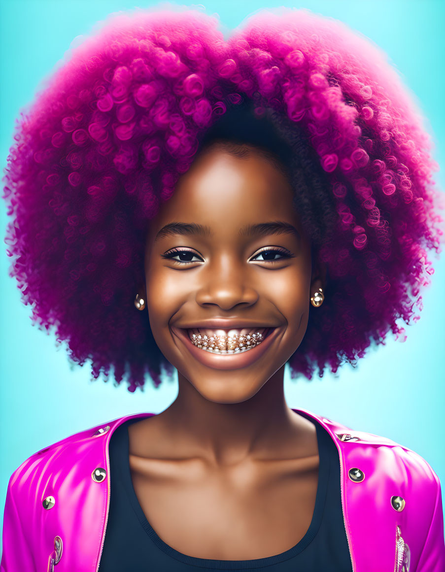 Afrogirl with braces