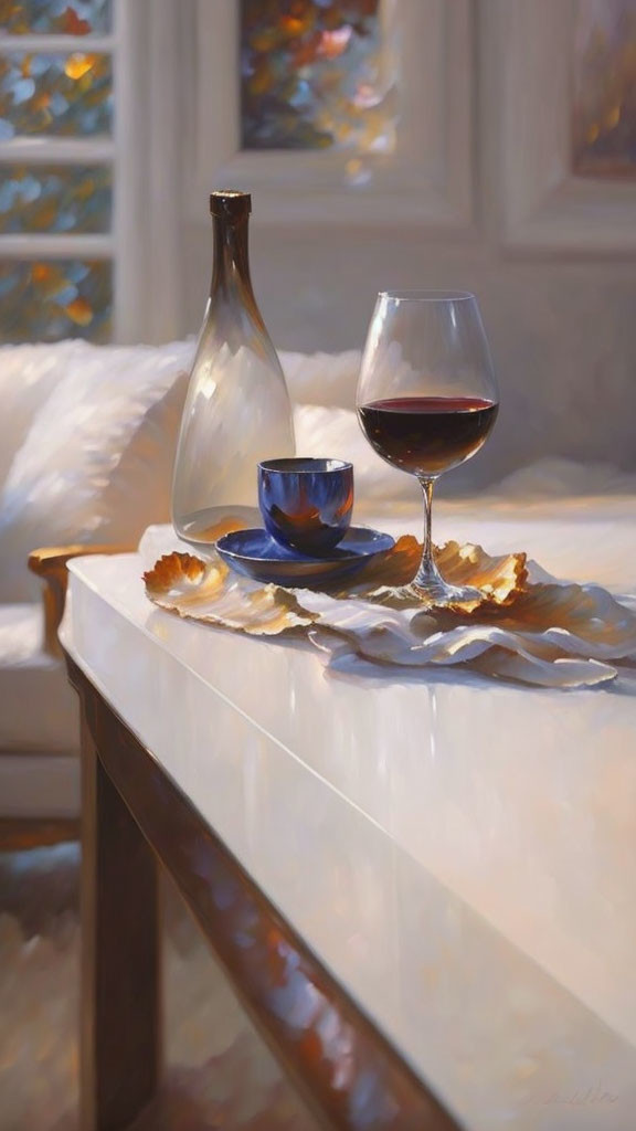 still life with glass of wine