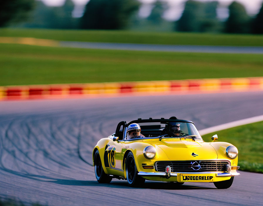 Racing Speedster on track while sun is rising