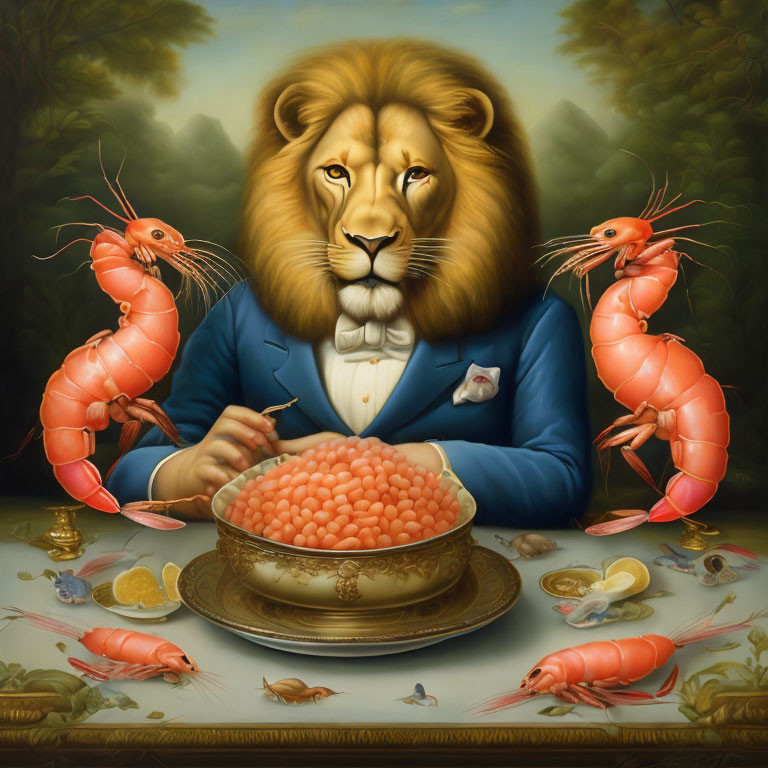  lion eats shrimp
