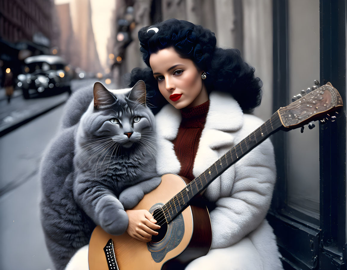 Cat and woman 1950