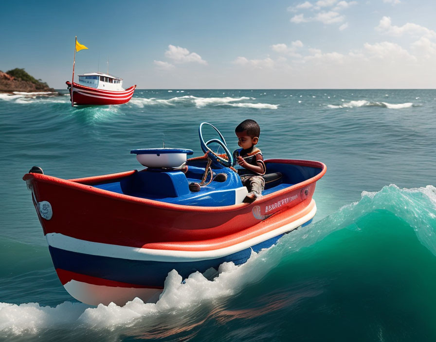 Kid in boat