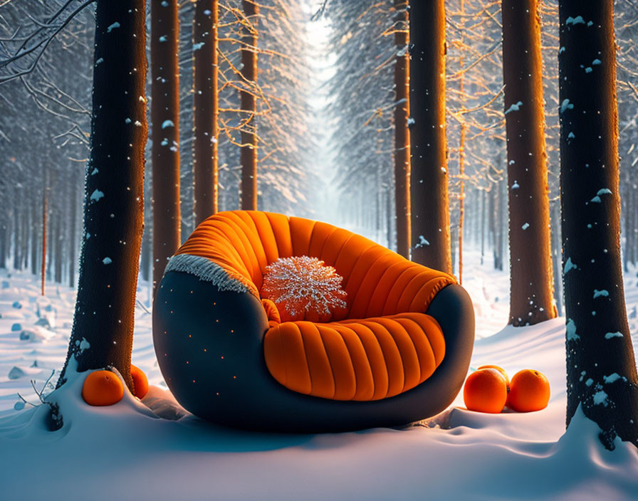 an armchair made of tangerines 