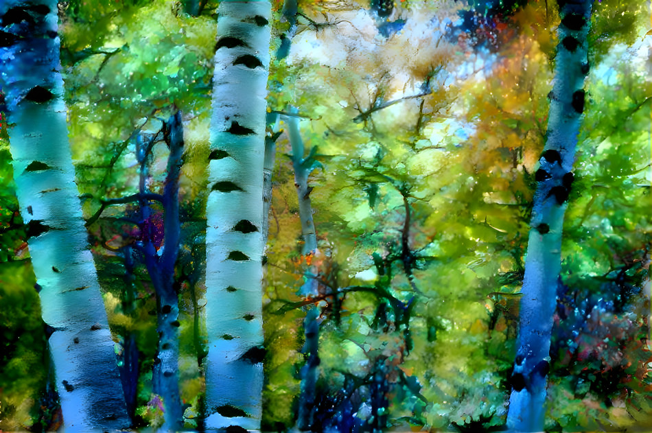 Blue birch forest