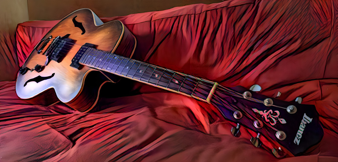 Guitar on red carpet