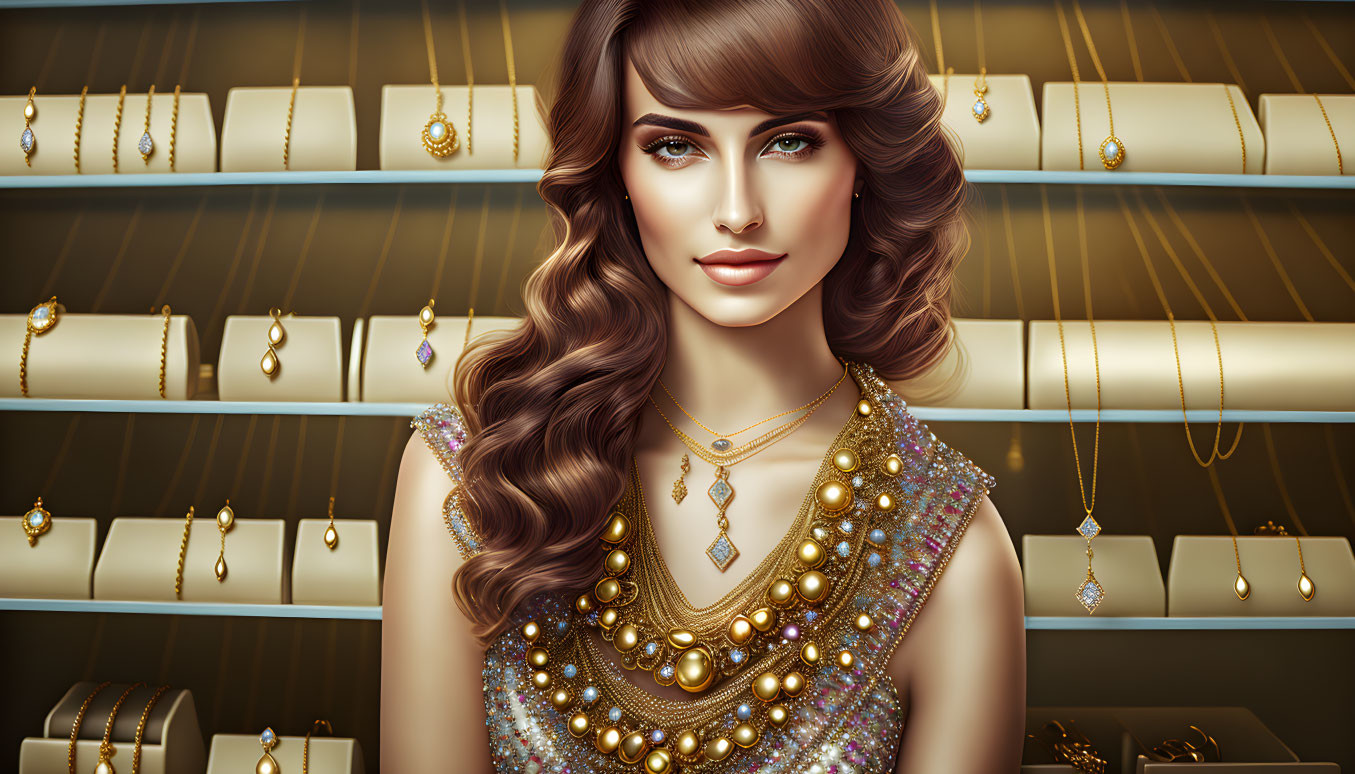 young woman with gold jewelry