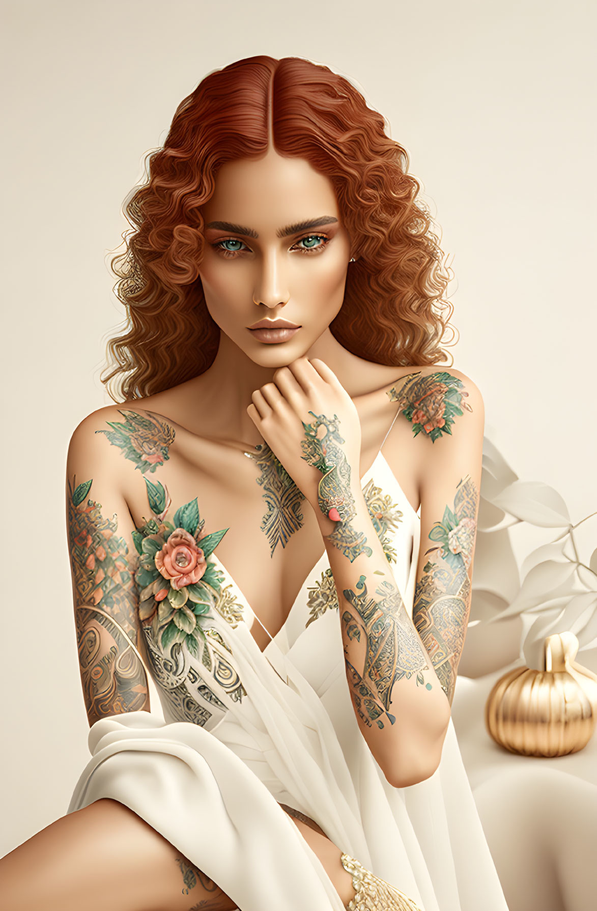 woman with tatoo