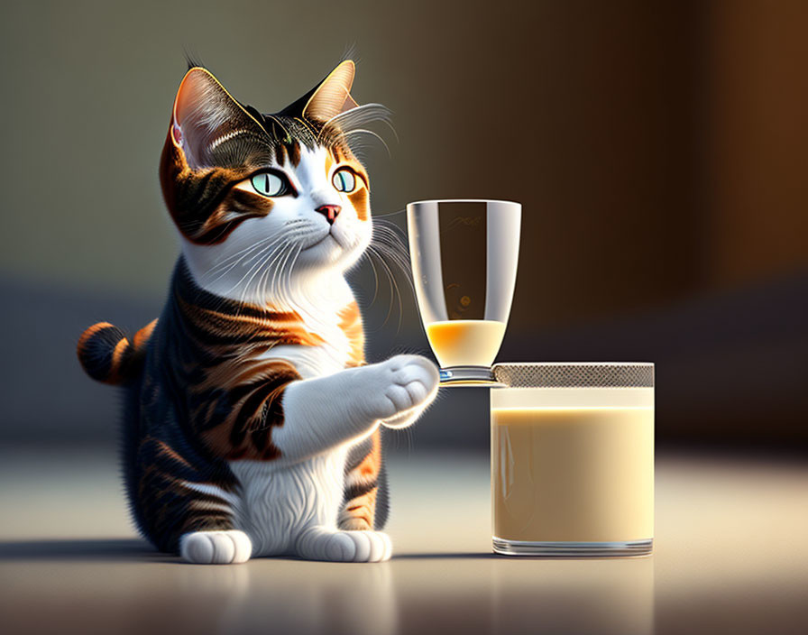 cat holding milk