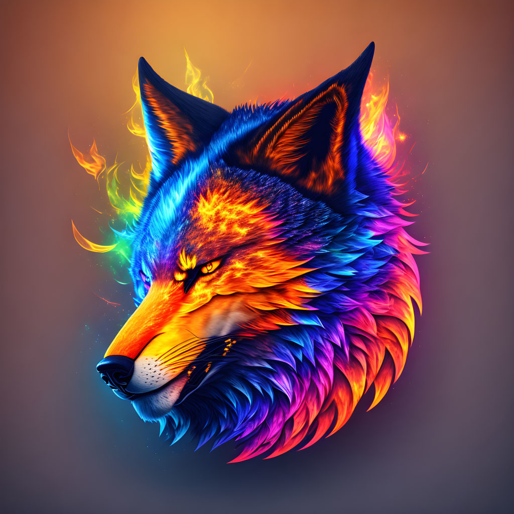 Flaming Wolf Head
