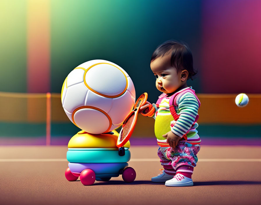 Baby and tennis