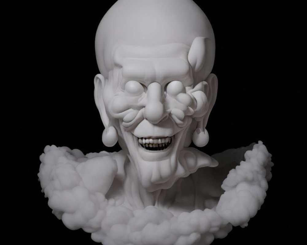 Exaggerated features 3D digital caricature sculpture on black background