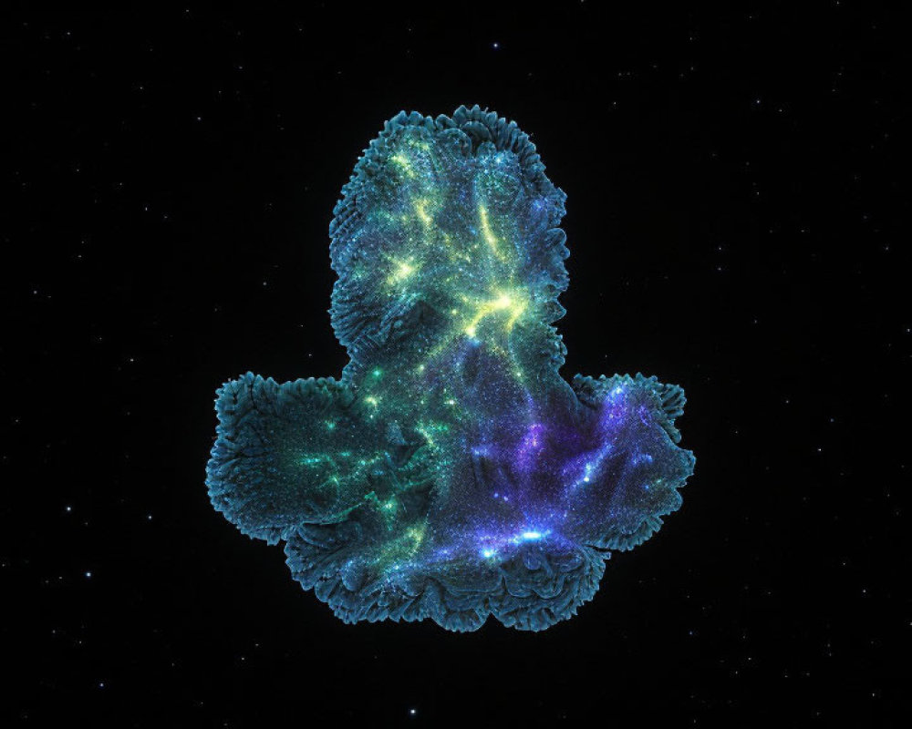 Colorful Nebula in Blue, Green, Purple, and Yellow