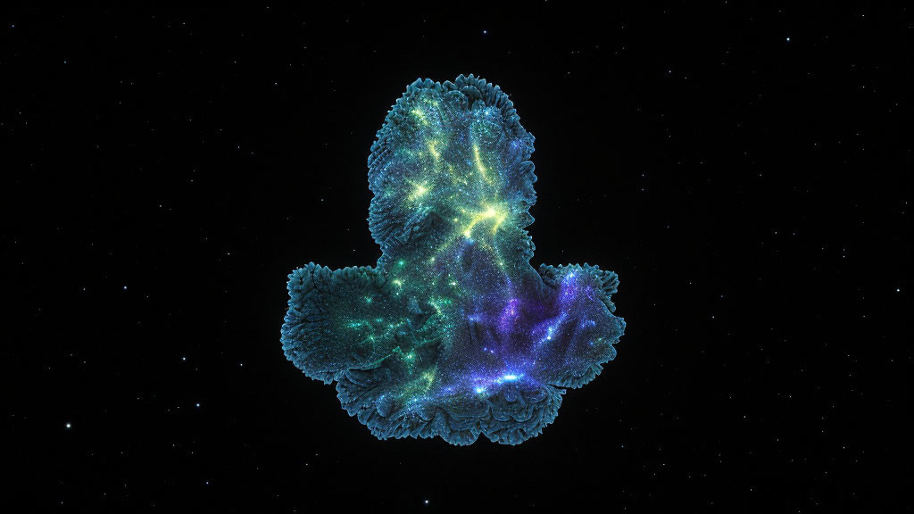 Colorful Nebula in Blue, Green, Purple, and Yellow