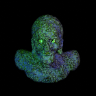 Colorful 3D fractal design of coral-like structure on black background