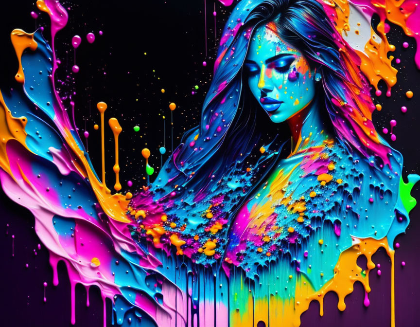 wet and colourfull girl