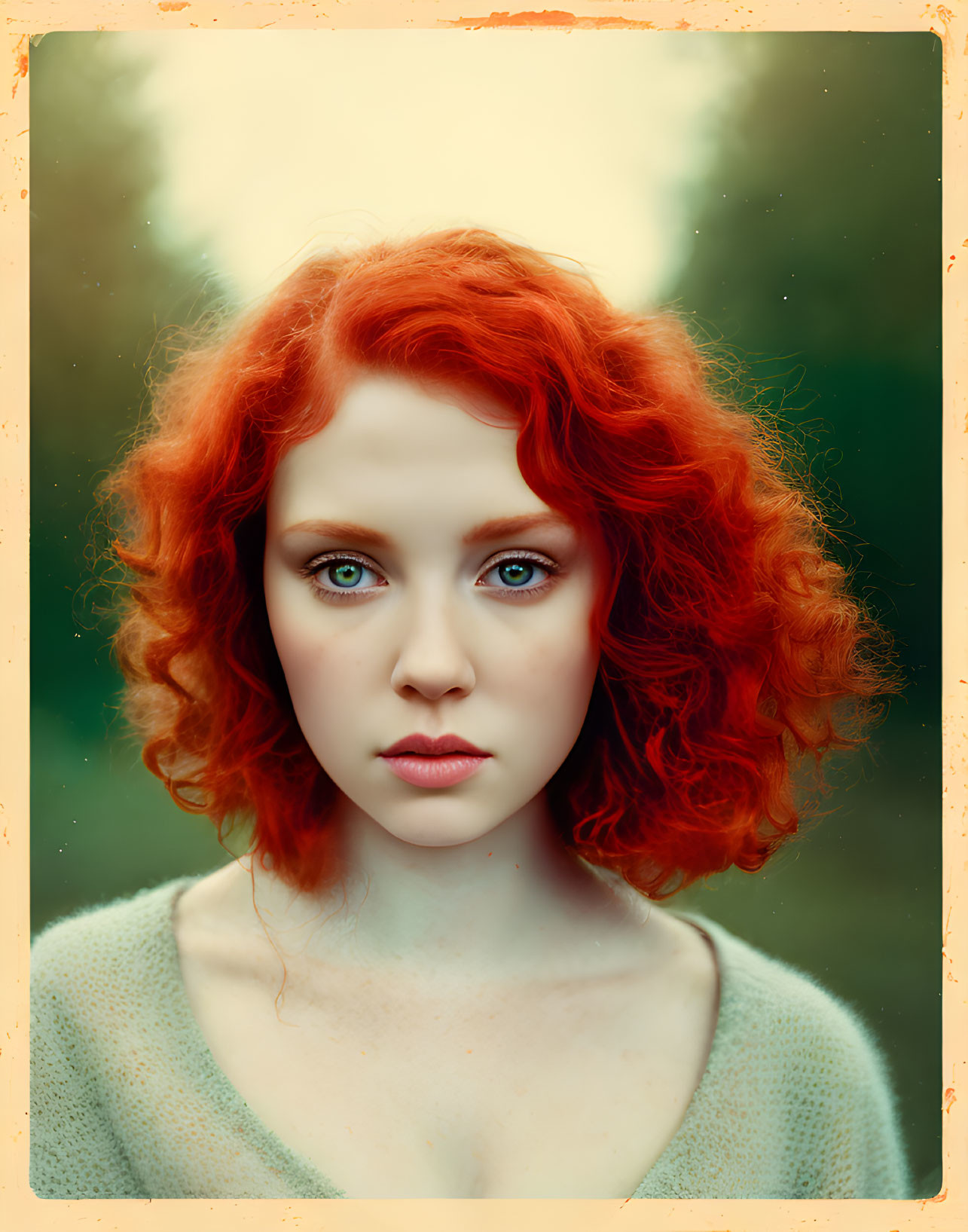 young woman with curly red hair, beautiful realist