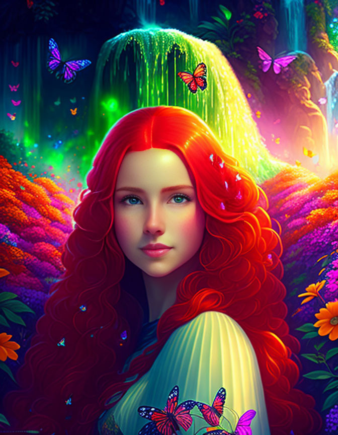 A young woman with red hair and green eyes 