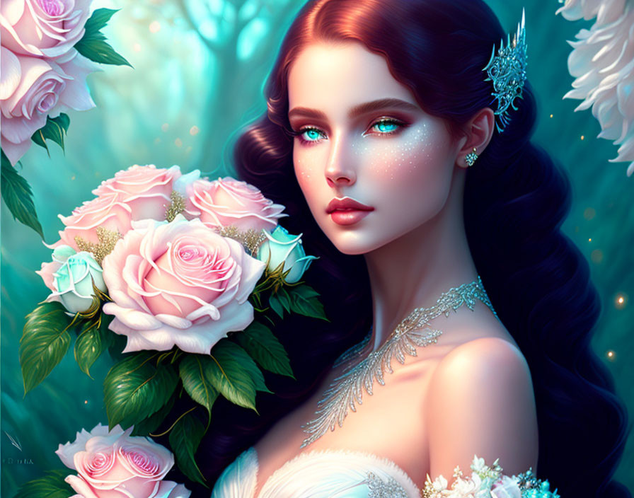 Princess with a bouquet of roses